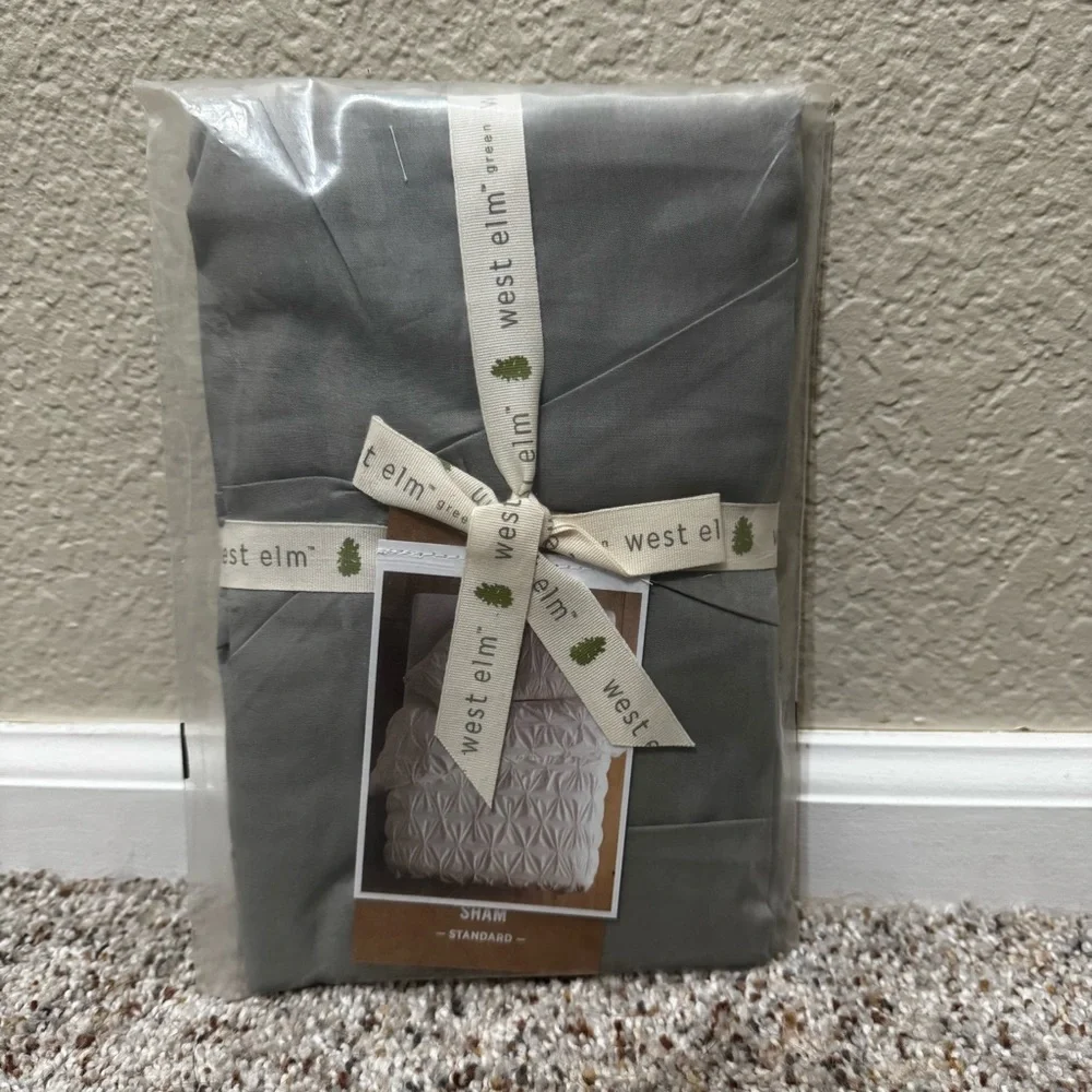 West Elm gray pintuck pillow sham, standard